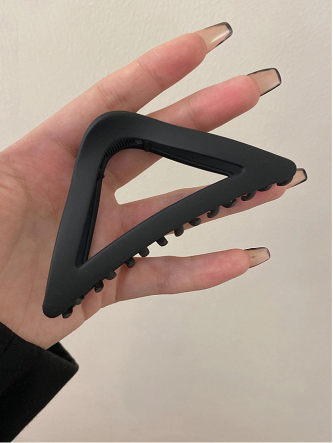 3pcs Women Black Khaki Triangle Design Hair Claw Casual