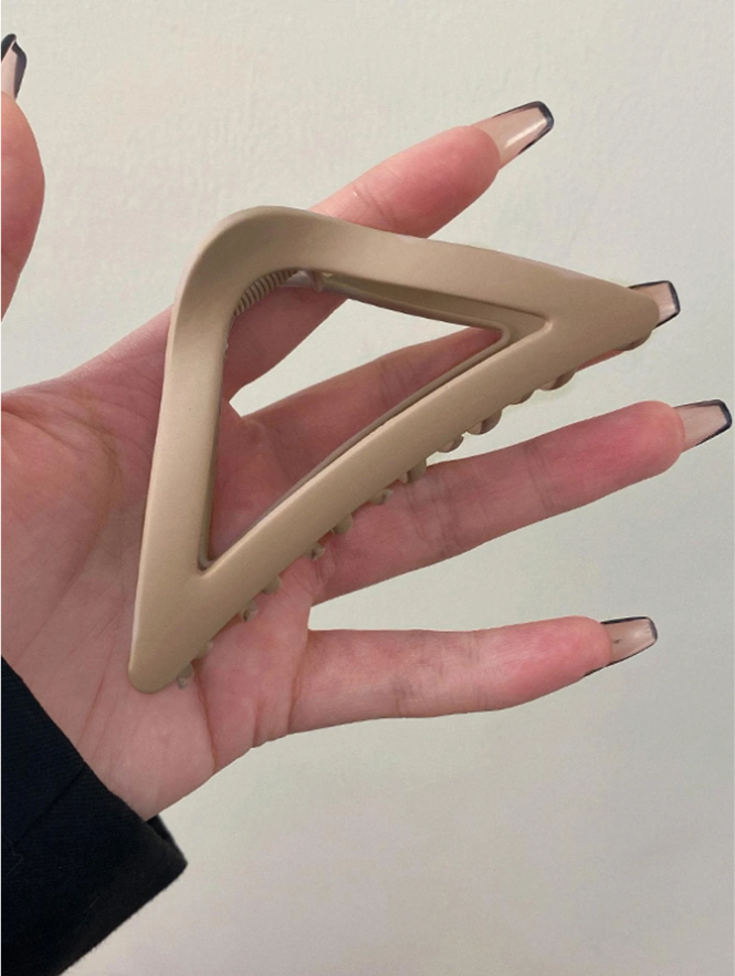 3pcs Women Black Khaki Triangle Design Hair Claw Casual