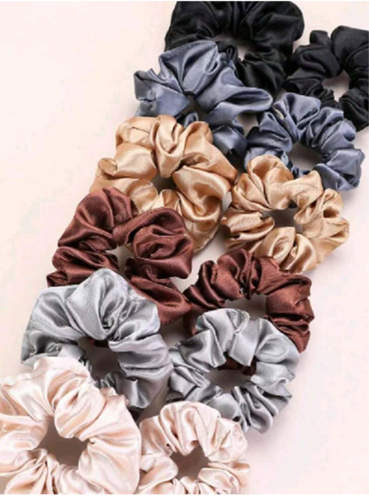 12pcs Shiny Satin Hair Scrunchies