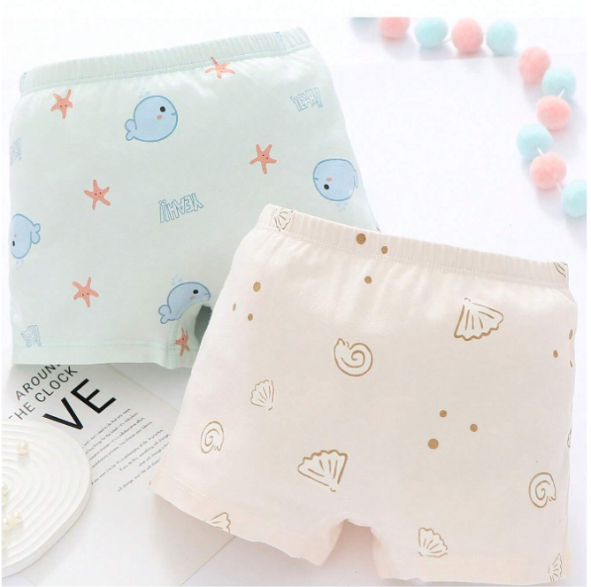 4pcs/set Girls' Cartoon Printed Boxer Shorts